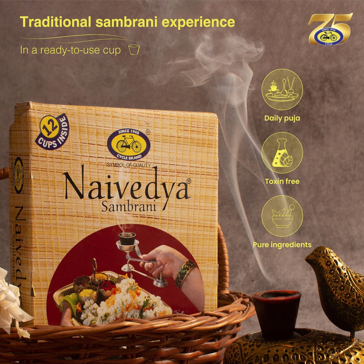 Cycle Naivedya Sambrani (12 Cups)